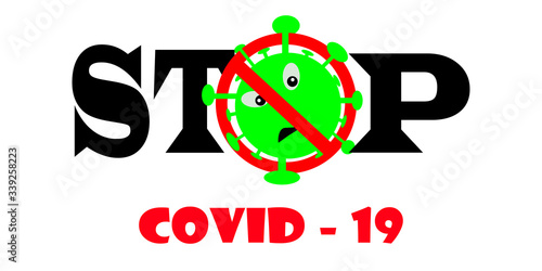 Favilavir antiviral drug to fight COVID-19, MERS-Cov, Novel coronavirus (2019-nCoV), Abstract virus strain model Novel coronavirus 2019-nCoV is crossed out with red STOP sign