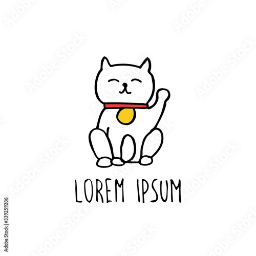 maneki neko doodle icon