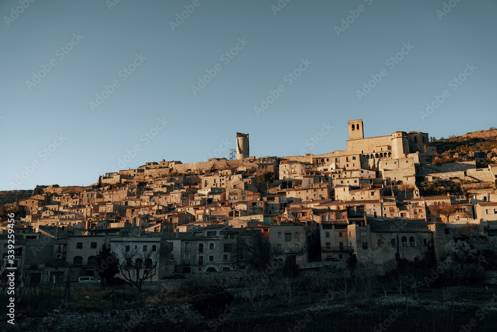 Low angle view of medieval town
