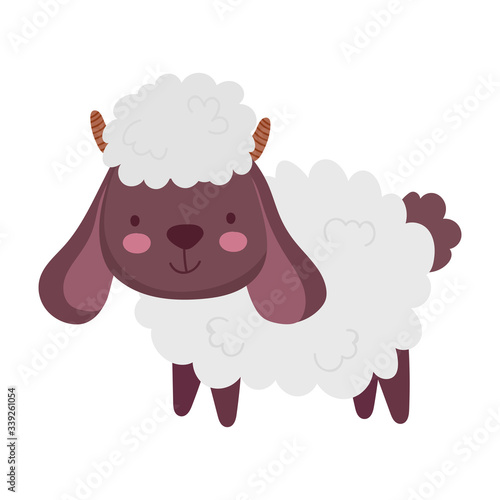 sheep cartoon farm animal isolated icon on white background