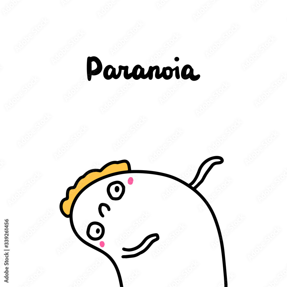 Paranoia symptom of schizophrenia man expressive in cartoon comic style hand drawn Paranoia symptom of schizophrenia man expressive in cartoon comic style hand drawn
