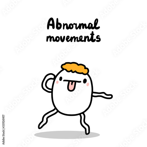Abnormal movements symptom of schizophrenia man expressive in cartoon comic style hand drawn