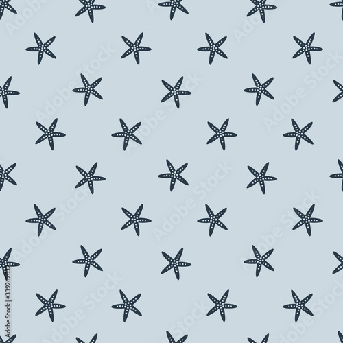cartoon seamless starfish pattern on blue background