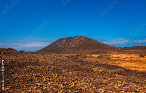 panorama of the mountain Vista la Caldera of Lobos in the canaries. Canary islands  Spain  october 2019.