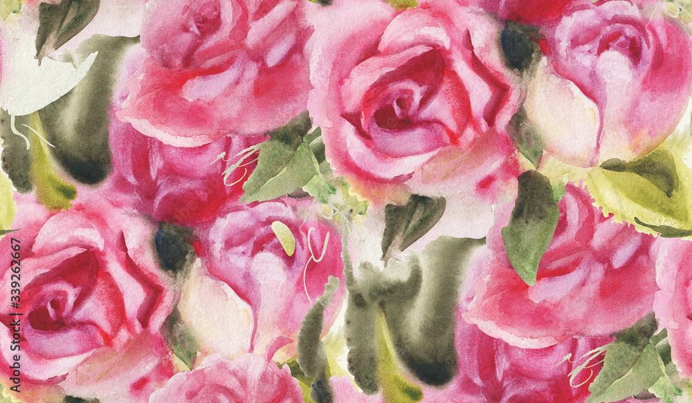 Seamless pattern with watercolor roses Seamless pattern with watercolor roses