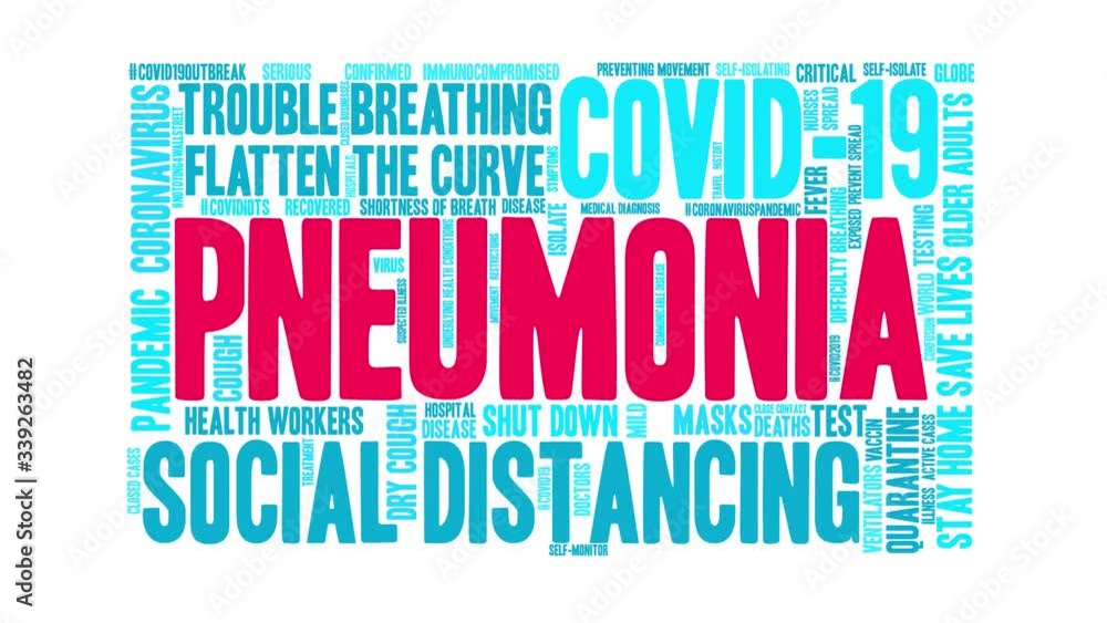 Pneumonia animated word cloud on a white background. Pneumonia animated word cloud on a white background.