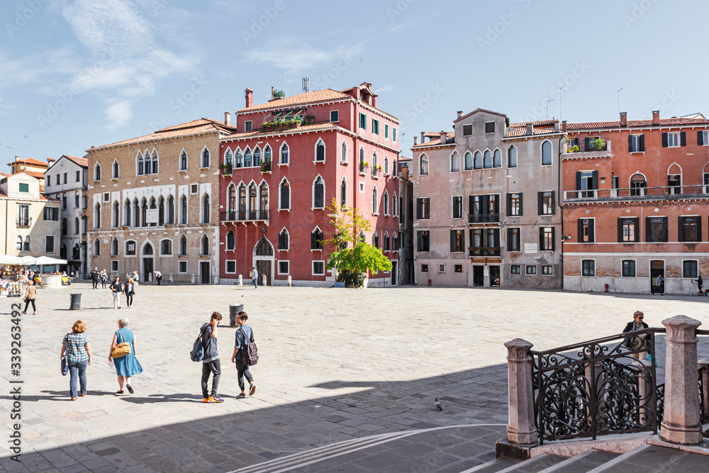 Fototapeta premium Old town of Venice. Campo Sant Anzolo square in Venice, Italy