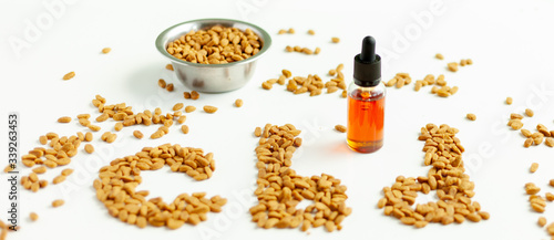 Canvas Print CBD and medical marijuana for pets, Food delicacy for dogs and cats, marijuana C