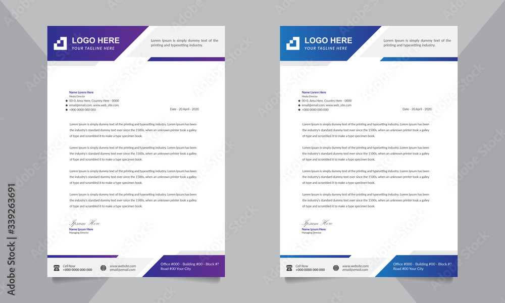 Creative & Unique Letterhead Template Design Set 