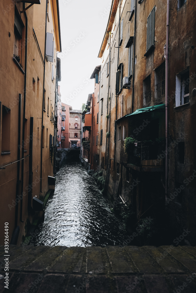 View of a water channel in Bologna