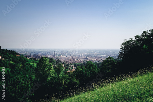View of the city of Bologna in northern Italy while hiking