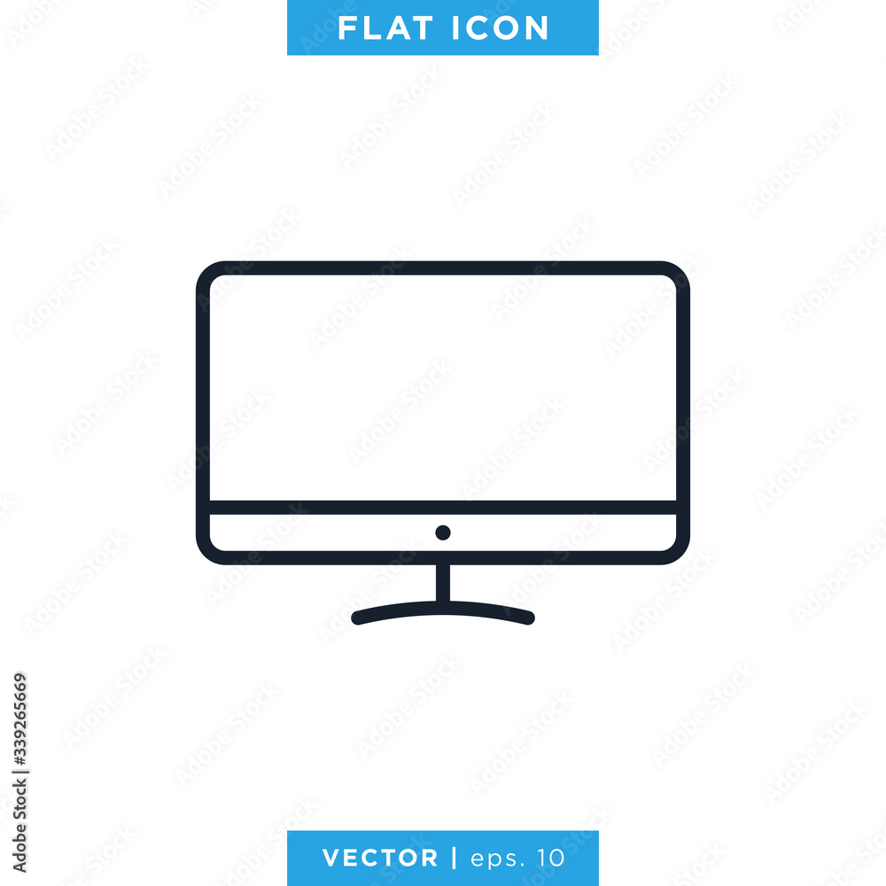 Desktop Monitor Icon Vector Design Template. Editable Stroke Desktop Monitor Icon Vector Design Template. Editable Stroke