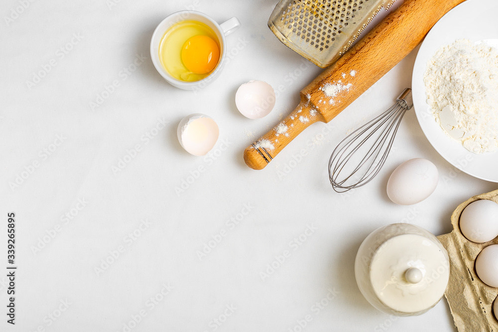 cooking pancake on white background top view ingredients for making cooking pancake on white background top view ingredients for making