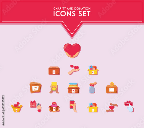 set of icons donation and charity
