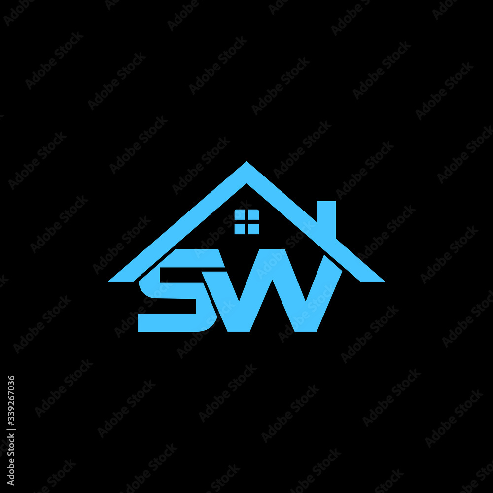 SW letter logo, S W letter icon design. SW white letter on black