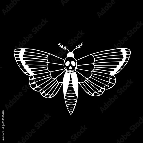 African deaths head hawkmoth illustration traditional tattoo flash