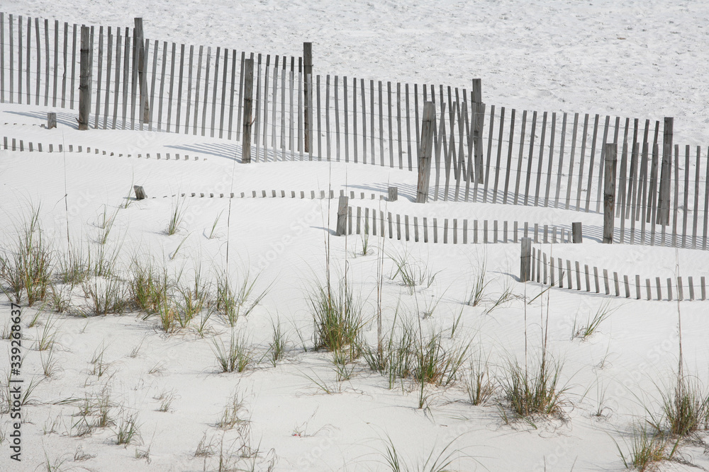 rustic fence on the beach