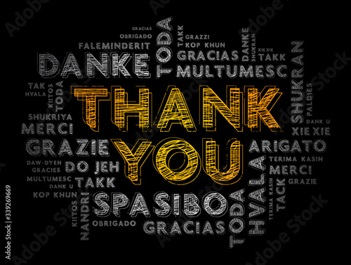 Thank You word cloud in different languages, concept background