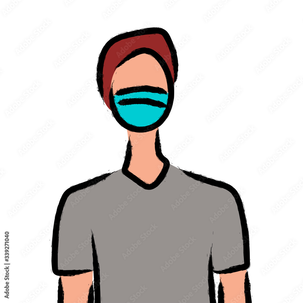 A man in a medical mask. Vector illustration. Icon for the site.