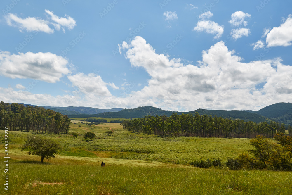 Green hills and blue skies in Swaziland