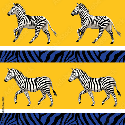 Vintage african zebra wildlife animal seamless pattern striped background. Exotic safari wallpaper.