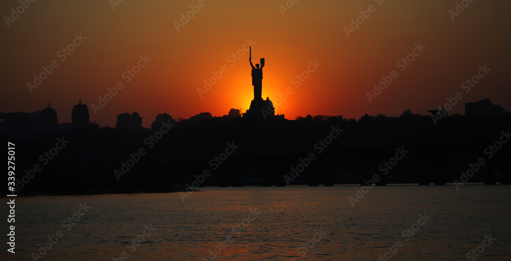 sunset on the Dnieper River in the city of Kiev