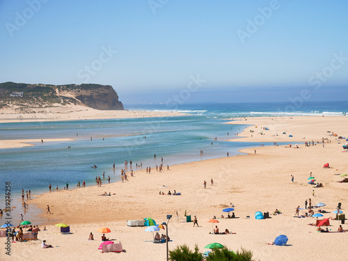 Beach of Faz do Arelho at portugal in summer © Aldrin