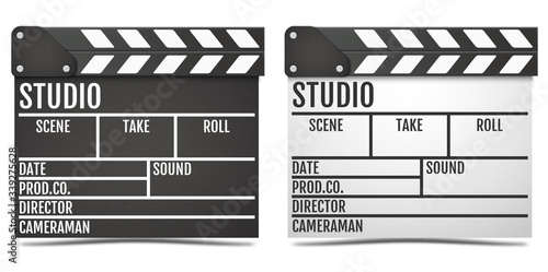 Realistic Movie clapper board. Vector.