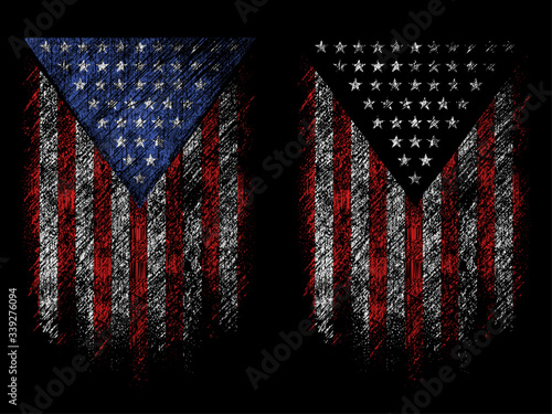 grunge usa flag set vector design.
