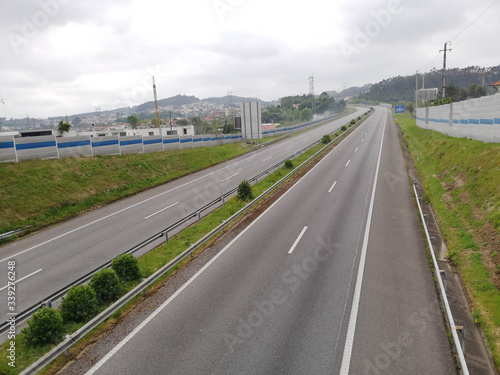 Empty highway under a cloudy day, during the quarantine period of the coronavirus