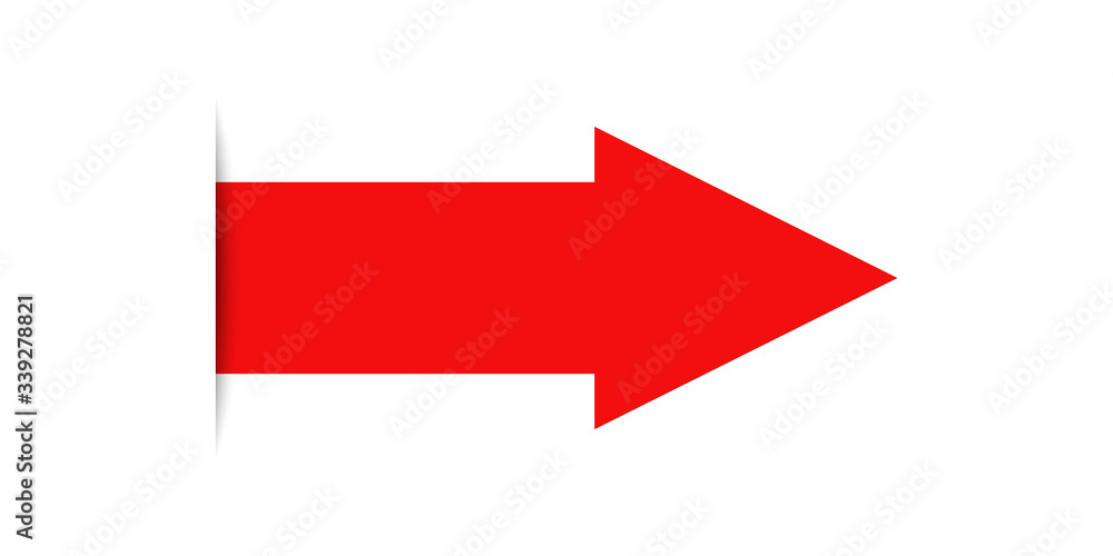 Arrow design. Vector isolated illustration. Red vector arrow. Flat simple icon. Graphic element. Red pointer.