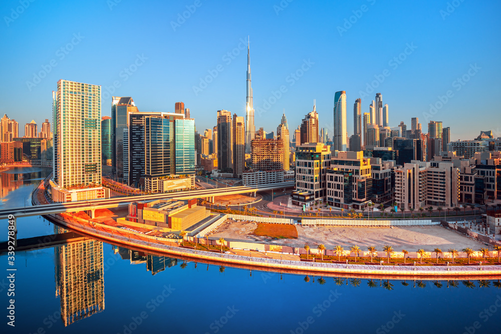 Obraz premium Amazing view on Dubai futuristic skyline center, Dubai, United Arab Emirates