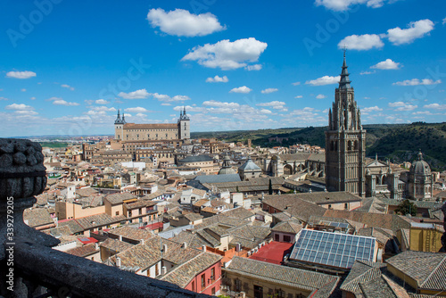 Toledo / Spain. 04/24/2016.View of the Alcázar and the Holy Cathedral Church of Toledo