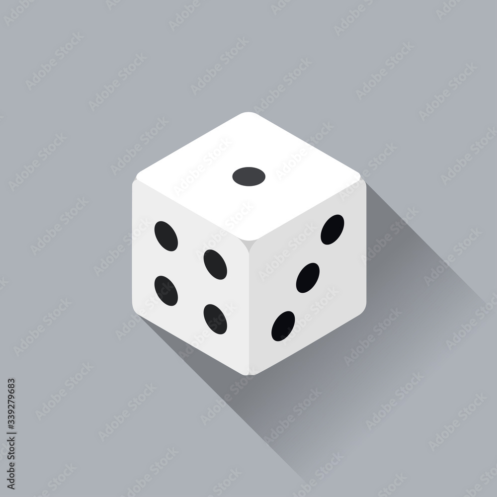 Dice icon with shadow isolated on gray background Dice icon with shadow isolated on gray background