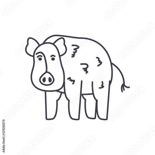 pig animal icon  line style