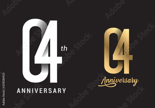 4 years anniversary celebration logo design. Anniversary logo Paper cut letter and elegance golden color isolated on black background, vector design for celebration, invitation card, and greeting card