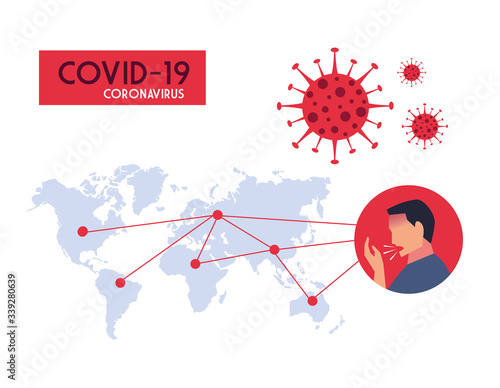 infographic from world planet with the propagation of the covid 19 by countries