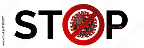 Stay at home, Stop Coronavirus. Concept sign to prevent Covid-19 to spread with black text isolated on white background. Lockdown Pandemic to Stop Coronavirus in Europe, USA quarantine warning.