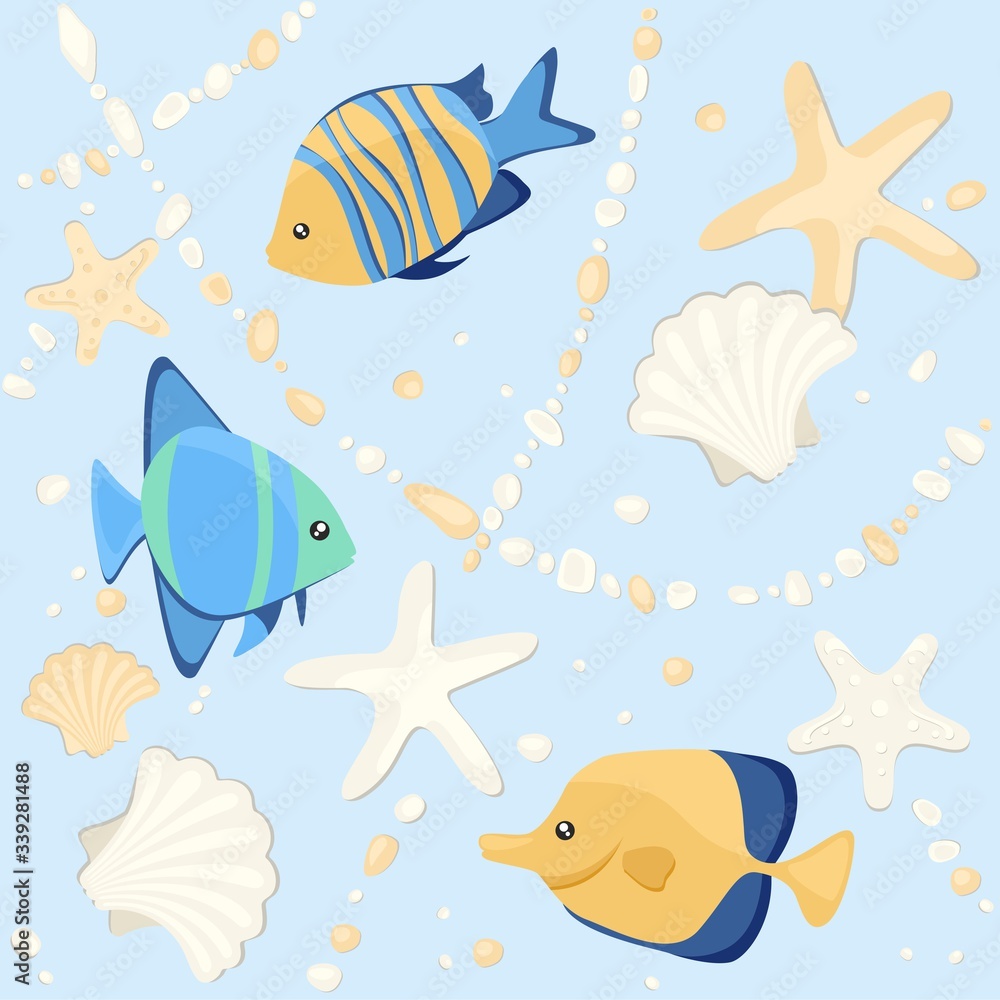 Naklejka premium seamless pattern with sea animals