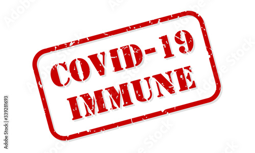 COVID 19 or COVID-19 coronavirus immune rubber stamp vector