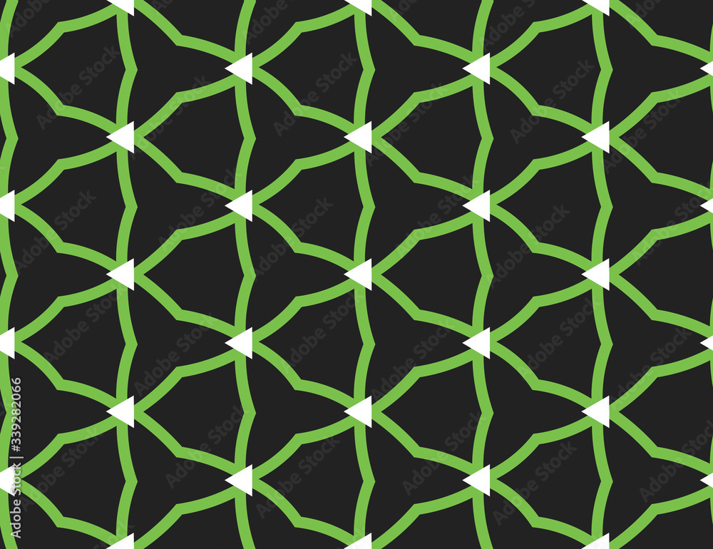 Fototapeta premium Seamless geometric pattern, texture or background vector in black, green, white colors.