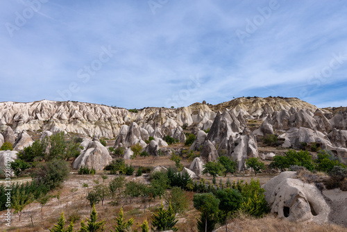 Goreme national park. Rock formations in famous Sword Valley, Cappadocia, Nevsehir, Turkey