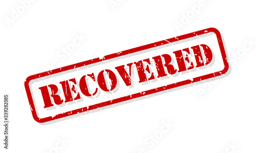 Coronavirus recovered red rubber stamp vector