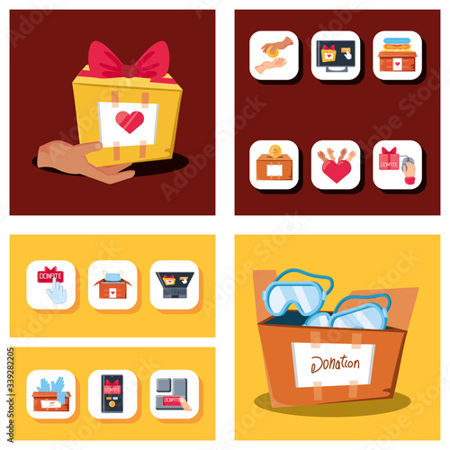 set of icons donation and charity