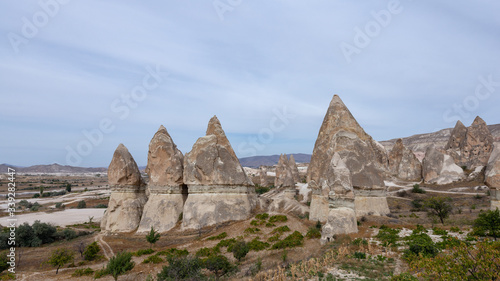 Goreme national park. Rock formations in famous Sword Valley, Cappadocia, Nevsehir, Turkey