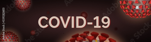 Vector Warning banner for quarantine due to Covid 19. Pandemic China lockdown info update dark header for Coronavirus news website