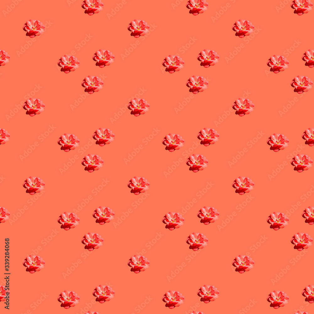 Pattern with rosaceae on a orange background Pattern with rosaceae on a orange background