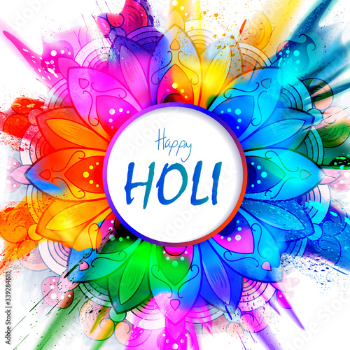 easy to edit vector illustration of Colorful Happy Hoil background for festival of colors in India photo