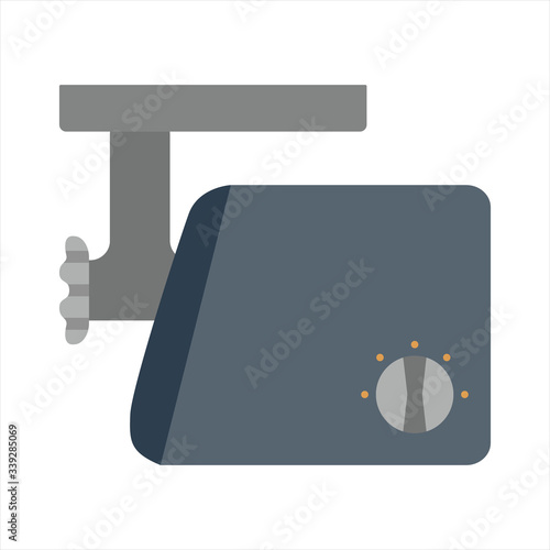Meat grinder. Kitchen appliance. Kitchen domestic electrical equipment. Flat vector illustrations. Isolated cooking icons.