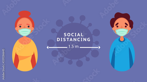 Social distancing Love couple keeping distance Reduce the risk infection  and disease concept crisis situation that experiencing around the world due to the coronavirus Coronavirus 2019-ncov.